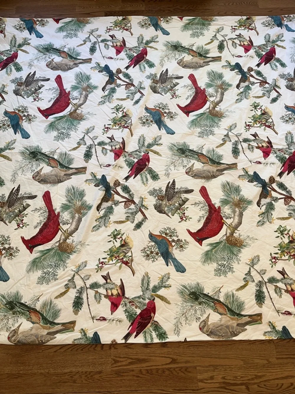 Pottery Barn Duvet Cover Fauna Birds Full/Queen White Cotton Woodsy Cabin Charm